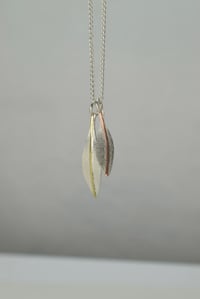 Image 2 of Recycled Silver Olive Leaves Necklace – Brass & Copper Veins | Olivo Collection