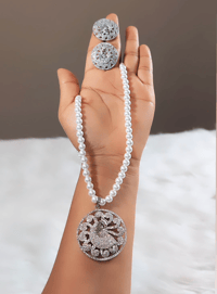 Image 3 of Binita_Australian Diamond Pearl Set in Peacock Design 