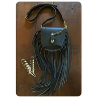 Image 2 of The Asile Fringe Crossbody - Matte Black Leather