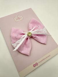 Spring Collection - Pink Polkadot & Lace Original Bow