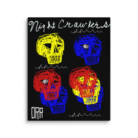 Skulls.  Red/Yellow/Blue.  16" x 20" x 1.25" thick Canvas.