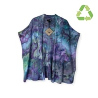 Image 1 of ♻️ UPCYCLED L Open Front Kimono Style Sweater Cardigan in Mermaid Watercolor Ice Dye