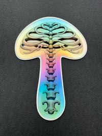 Image of Mushroom Skeleton Holographic Sticker