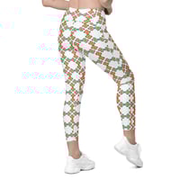 Image 4 of 60's Design Bold Colors, Orange And Green Leggings with pockets