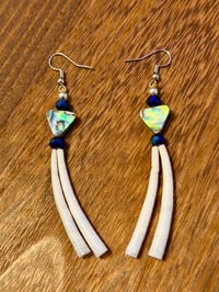 Abalone Triangle Dentalium Earrings