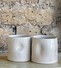 Image 1 of Pair of Cream Dimpled Cylinders 