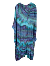 Image 4 of M/L Long Woven Kimono in Mermaid Watercolor Ice Dye