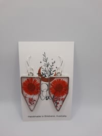 Image 4 of Pressed Flower Red Resin Christmas Earrings