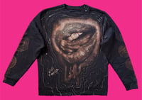 Image 1 of “RADIATE HEAT” CUSTOM BLEACH PAINTES PULLOVER SWEATSHIRT LARGE