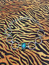 Image 1 of sterling silver choker with 1 royston turquoise 