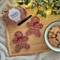 Image 1 of Gingerbread Man Coasters Pink & Red x4