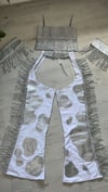Sparkly Glitter Space Girl cow chaps with Rhinestone trim 