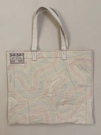 Image 1 of B90 denim patchwork rainbow squiggle quilting