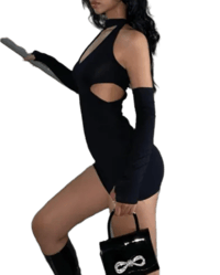 Image 3 of Hollow-Out Hip Halter Dress