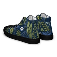 Image 6 of Art Nouveau Inspired Blue Boho Floral Sketch Women’s high top canvas shoes