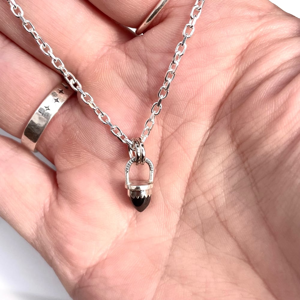Handmade Sterling Silver Haematite Bullet Point Pendant