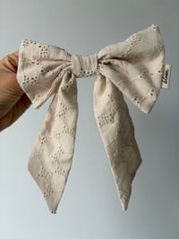 Image 2 of Cream hairbow - broderie anglaise style