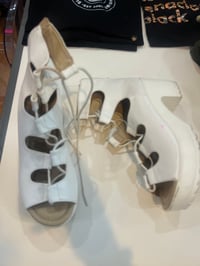 Image 1 of white lace up sandals 