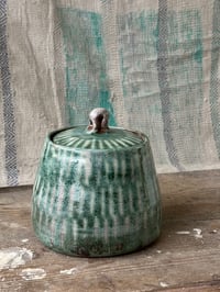 Image 4 of Tea caddy - green stripes