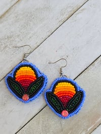 Image 1 of Fire Color Floral earrings 