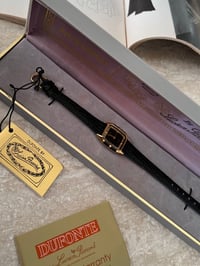 Image 10 of RARE Vintage Dufonte Lucien Piccard Genuine Black Leather Watch- New in Box with Tag🕰️