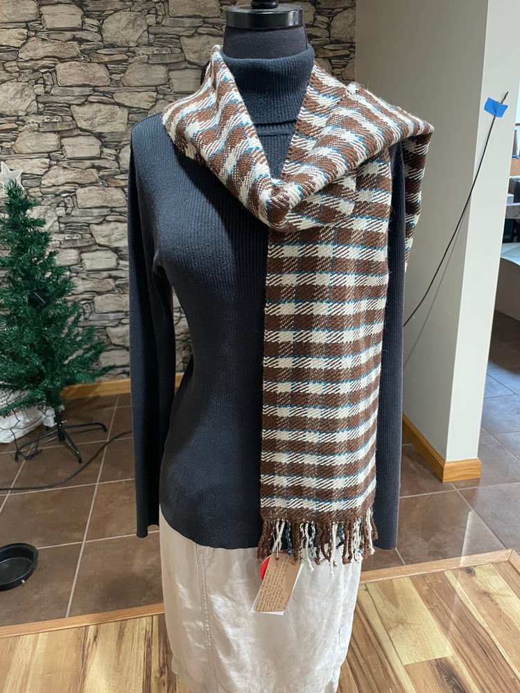 Image of Small check Alpaca Plaid Scarf. (Item # 22326)