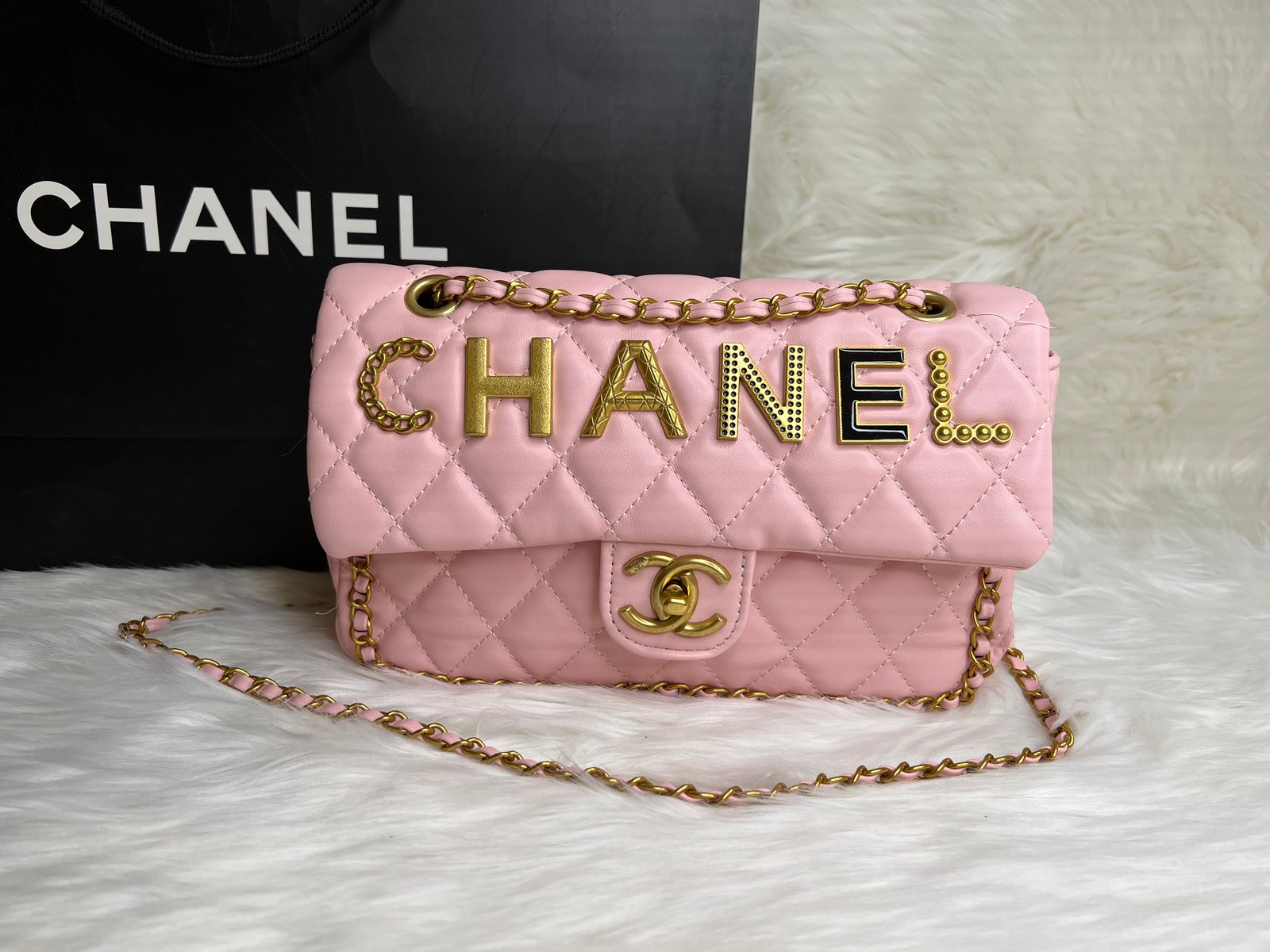 CC classic flap bag (pink)