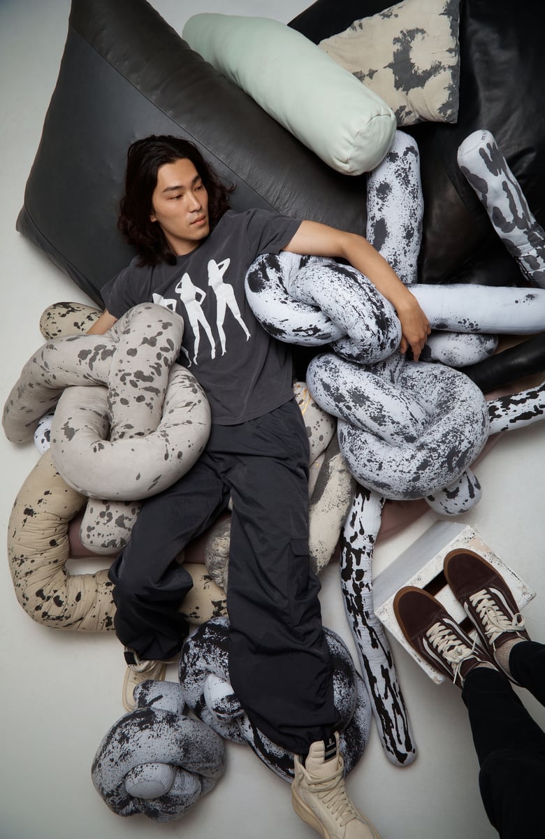 Image of Sumi ink worm pillow 
