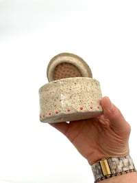 Image 2 of short red dot jar