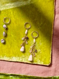 Pink sapphire shell earrings 