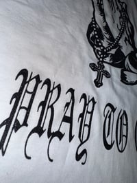 Image 3 of “Pray To Gwap” White Tshirt (Black Glitter) 