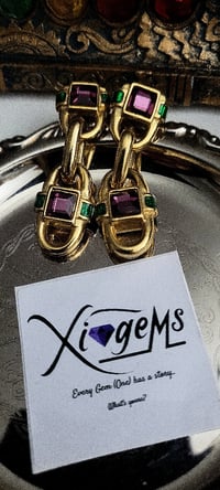 Image 1 of Vinatge Chain Gem Earrings
