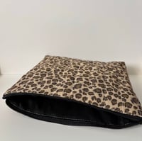 Image 5 of Handmade Quilted Leopard Makeup Bag – Brown Cosmetic Bag copy