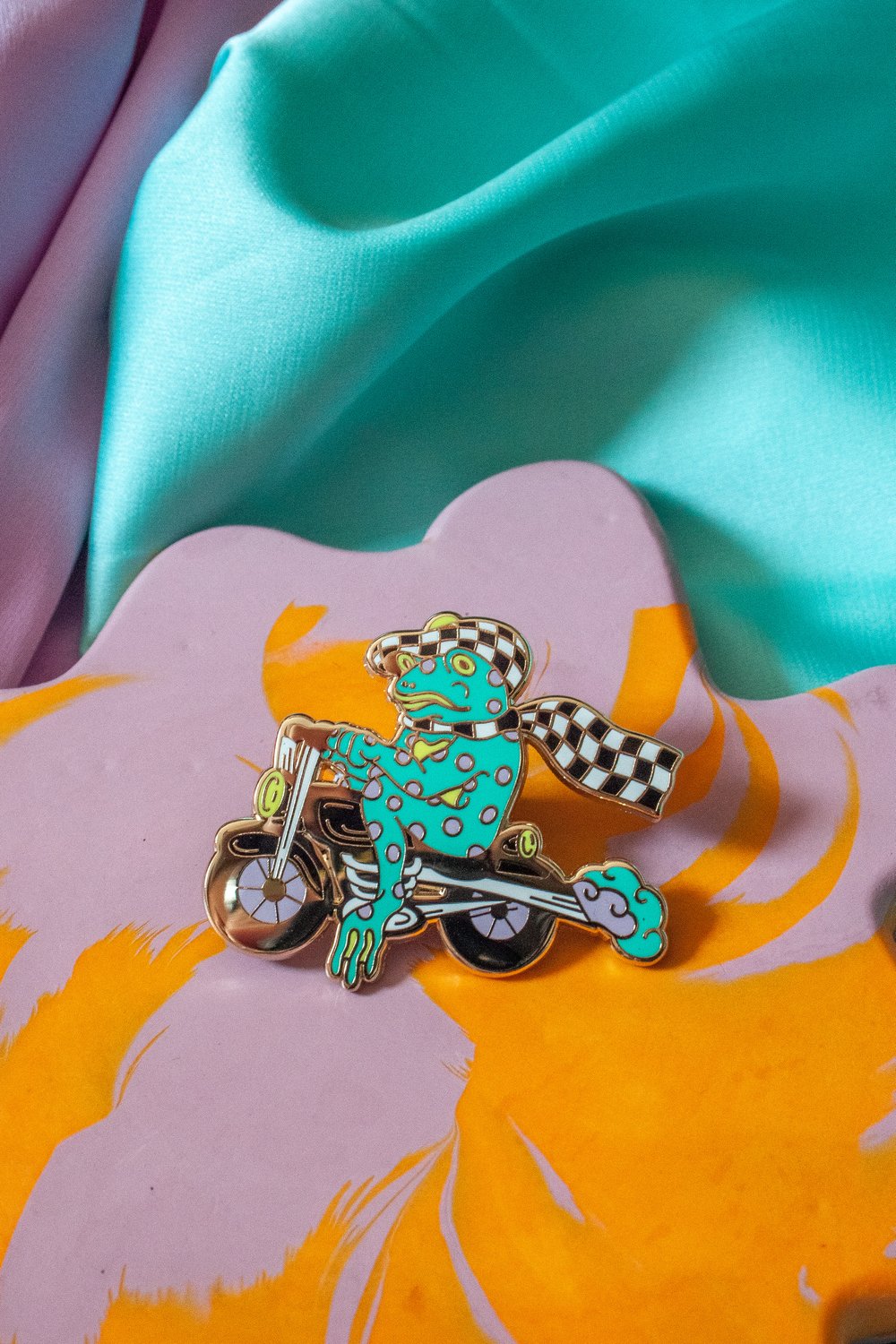 Image of Biker Frog Hard Enamel Pin