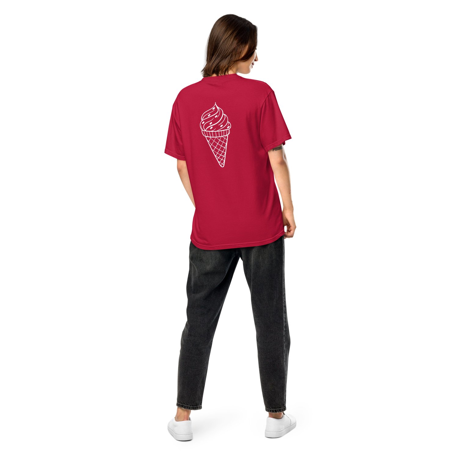 Image of Adeline ice cream parlor with back ice cream cone detail Unisex garment comfort colours  t-shirt