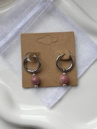 Image 1 of Rhodonite Huggies Gold/Stainless Steel