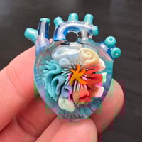 Image 1 of LARGE "MY HEART BELONGS TO THE SEA" ANATOMICALLY CORRECT HEART PENDANT 29