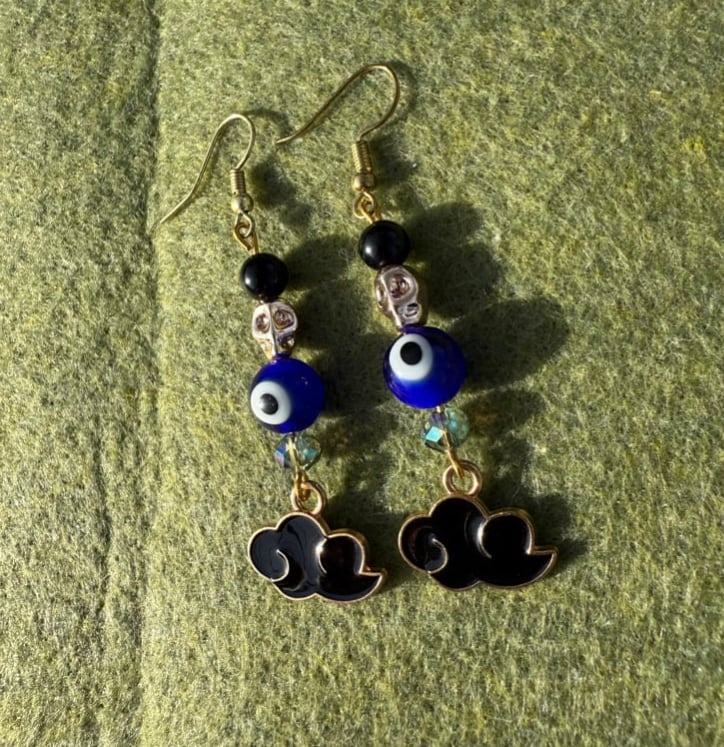 Image of 🖤☁️💀Black cloud skull earrings 💙☁️🧿