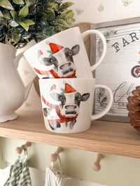 Image 1 of SALE! Festive Cow Mug ( Set or Singles )