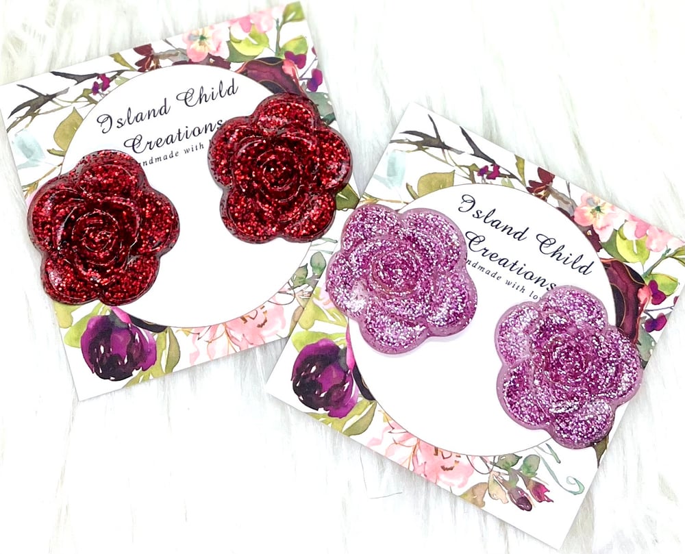 Image of GLITTER ROSE STUDS 