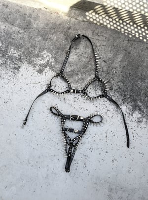 Image of MADE TO ORDER - Heavy Metal Spiked Bikini Harness Set (Size XS - XL)