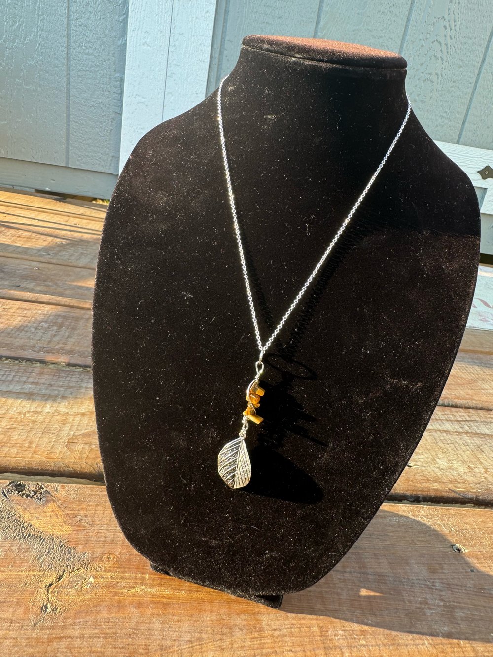 Image of "Safe Travels" Necklace w/ Tiger's Eye (Sterling Silver plated chain)