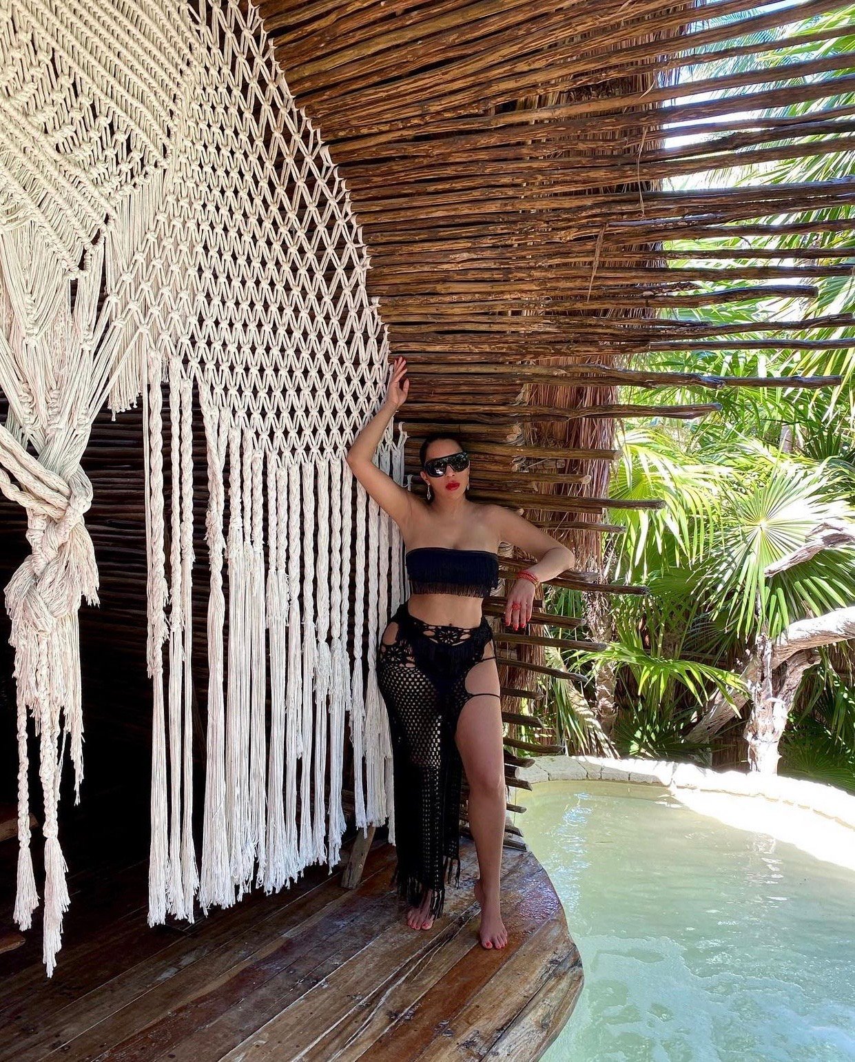 Image of BLACK DREAMCATCHER CROCHET BEACH SKIRT (M/L)