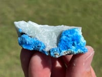 Image 4 of Cyanotrichite On Green Fluorite Matrix Specimen | Guizhou China #2925