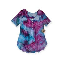 Image 1 of S Luxe Knit Babydoll Top in Raspberry Watercolor Ice Dye