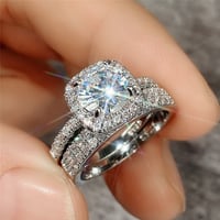 Image 1 of 2Pcs/Set Wedding Ring for Women 2025 New Jewelry Fashion Versatile Design Good Quality Female Finger