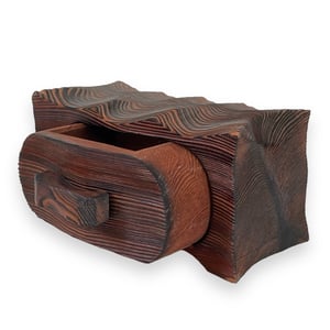 Image of WAVY GRAINED WOODEN DRAWER BOX