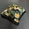 Japanese bamboo tiger print fabric cushion cover with gold or black fringe