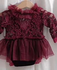 Image 2 of Baby girl body-dress for photoshoot | Mili | burgundy | 0-3 months