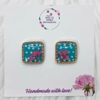 Image 3 of SQUARE POLKA DOT FLORAL STUDS